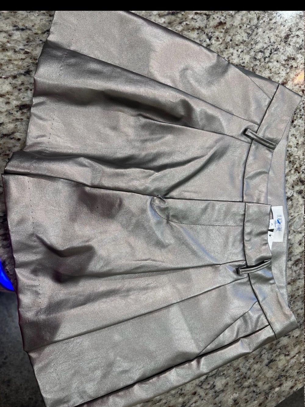 Peach Love Silver Metallic Faux Leather Short